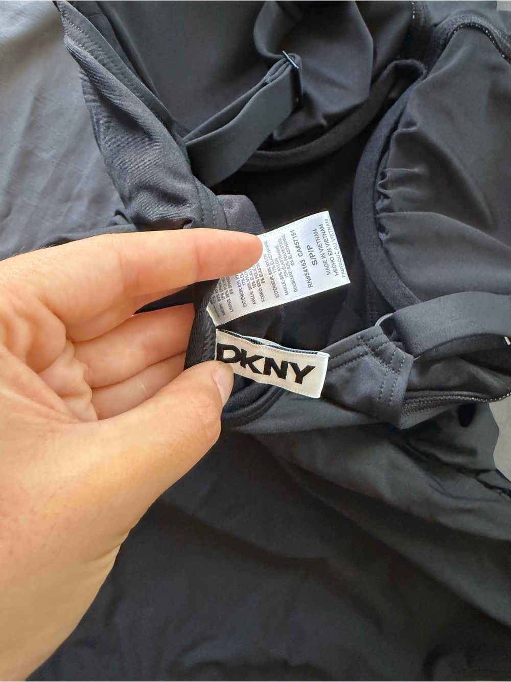 Dkny Charcoal Ruffle Strap One-Piece Swimsuit - Picture 3 of 3